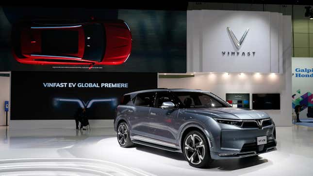 The VinFast VF e36 is shown at the AutoMobility LA auto show Thursday, Nov. 18, 2021, in Los Angeles.