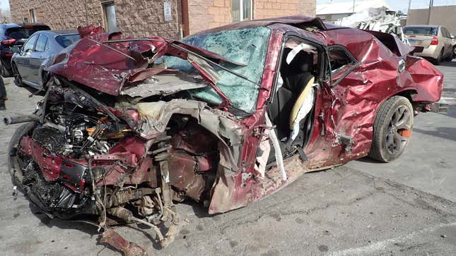The result of a 103 mph crash with five other vehicles.